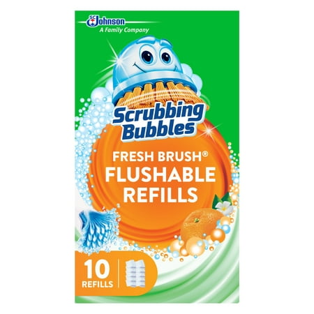 Scrubbing Bubbles Fresh Brush Flushable Refills, Citrus - Convenient and Thorough Clean for Your Toilet, 10 Pads