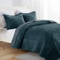thumbnail image 4 of 3 Pcs Luxury Velvet Oversized Embroidery Quilted Quilt Set  Soft and Plush Bedding Set  Includes Quilt and Shams All-Season Comforter, 4 of 9