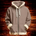 thumbnail image 5 of Christmas Outfits for Men Full Zip Hooded Jacket with White Faux Fur Trim Santa Claus Holiday Sweatshirt Coat (M, Brown), 5 of 5