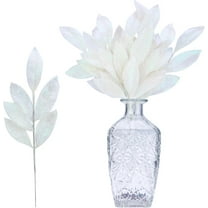 GoXteam 20Pcs Christmas Glitter Leaves Bay Leaves Spray 13" Artificial Bay Leaf Picks Sprays Giltter Stems for Christmas Tree DIY Xmas Wreath Garland Home Decor, White