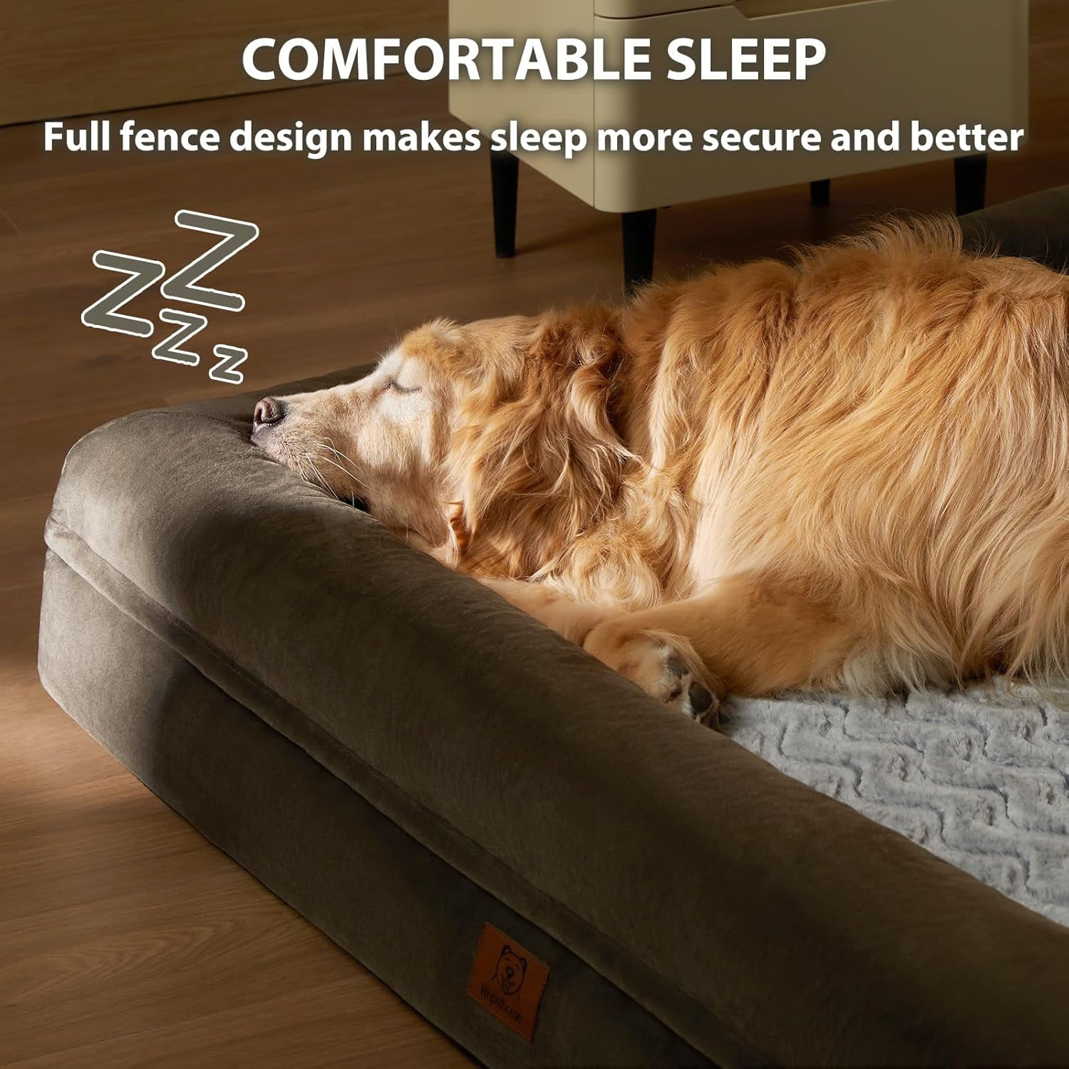 ECPXL Extra Large Dog Bed, Washable Dog Couch with Removable Waterproof Cover, Orthopedic Large Pet Sofa Bed with Bolster Sides for Sleeping
