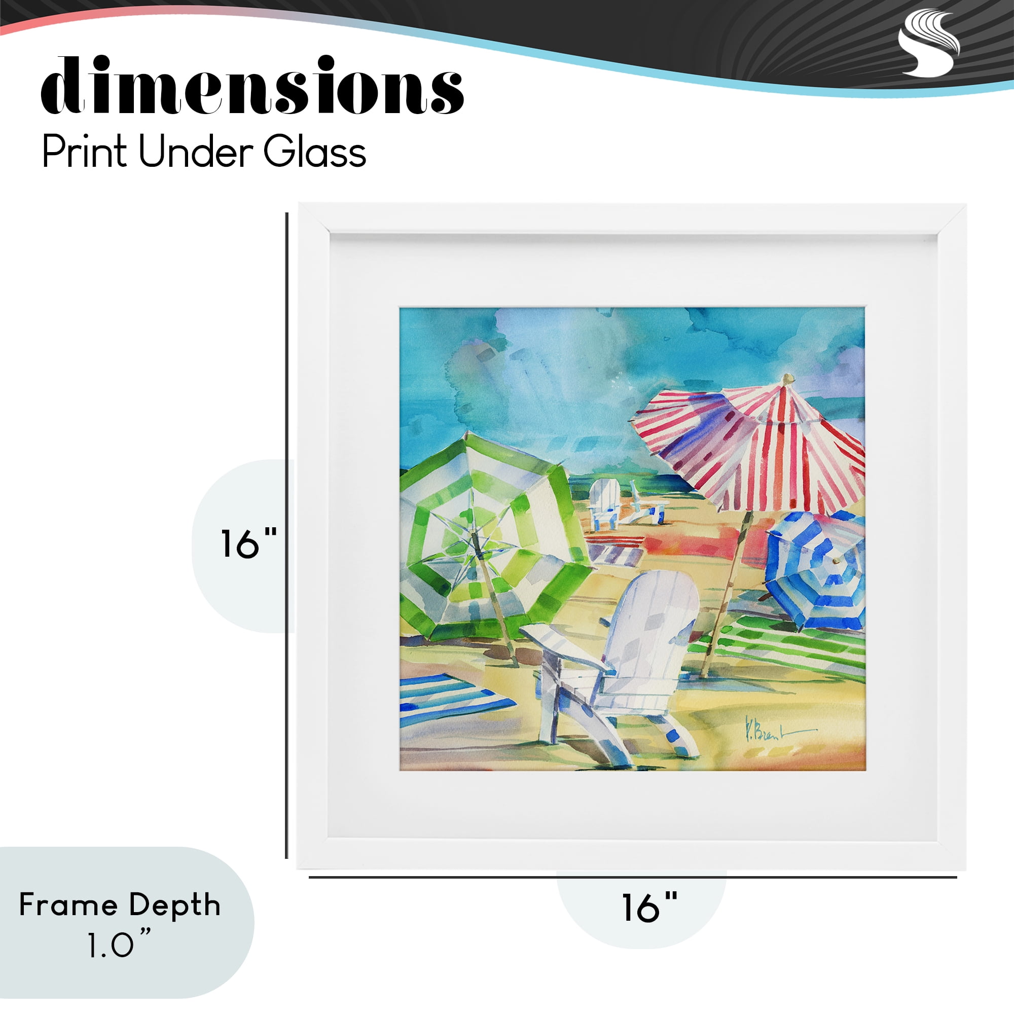Stupell Industries Ventura Beach Umbrellas White Framed Print Under Glass, design by Paul Brent