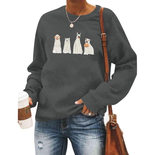 TINZ Chandail à Capuche Imprimé Chiot Animal Mode Décontractée Automne et Hiver Col Rond à Fermeture à Glissière pour Femmes