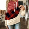 thumbnail image 3 of Pompotops Women Lattice Printed Pullover Hoodies Long Sleeve Drawstring Hooded Tops Sweatshirt, 3 of 5
