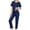 Navy, variant on Women's 3 Piece Pajama Set Short Sleeve Sleepwear Pjs Set Top and Shorts Pants 3PCS Women's Home Casual Pants Tops and Shorts Pajamas Set