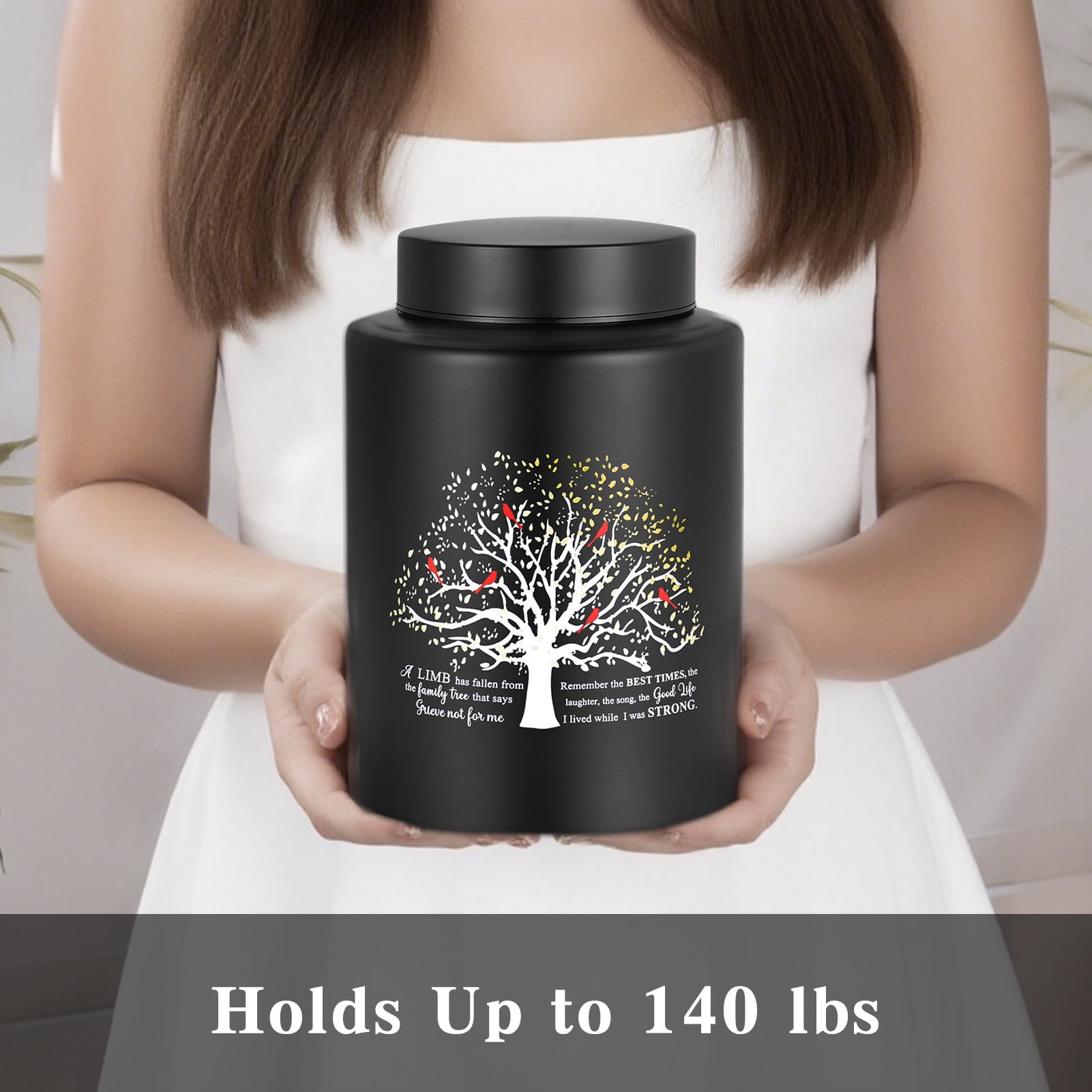 XIUDA Up to 140 lbs Medium Urn for Adult Human Ashes - 7.3 Inch Decorative Stainless Steel Cremation Urn, Big Keepsake Memorial Life Tree