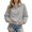 Grey, variant on Womens Cropped Sweatshirt Solid Snap Neck Long Sleeve Pullover Stand Collar Drop Shoulder Ribbed Relaxed Fit Casual Top