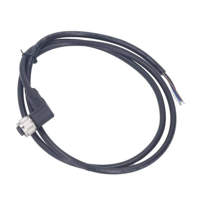 2M IP67 M12 4-Pin Female Right-Angle Connector Cable - 22AWG, 250V AC/DC, PVC Sheath, Gold-Plated Contacts, Flame Retardant, Anti-Vibration Locking for Industrial Machinery & Field Wiring