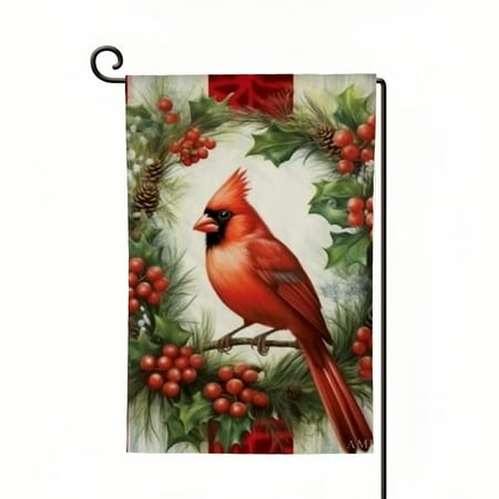 PHYHOO Bless This Home Cardinal Garden Flag Winter Christmas Cardinal Garden Flag Double Sided Buffalo Plaid Red Bird Floral Cardinal Yard Flag Banner Winter Garden Yard Porch White