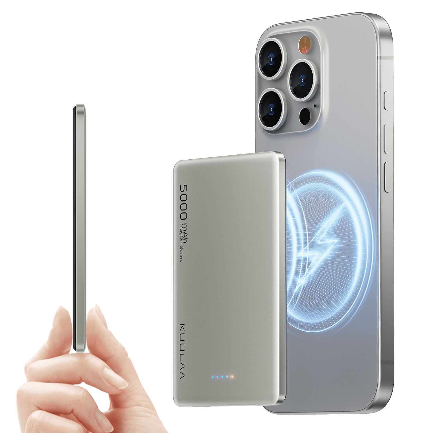 Kuulaa MagSafe PowerBank Ultra Slim 5000 mAh,PD 20 W Cargador Portátil de Carga rápida, 6,9 mm Mini batería Externa para iPhone 16 Pro Max/15 Pro/ 15/14/13/12Series