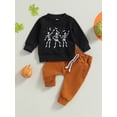 thumbnail image 2 of Infant Baby Boy 2 Piece Outfits Halloween Skeleton Print Long Sleeve Sweatshirt and Elastic Pants, 2 of 7