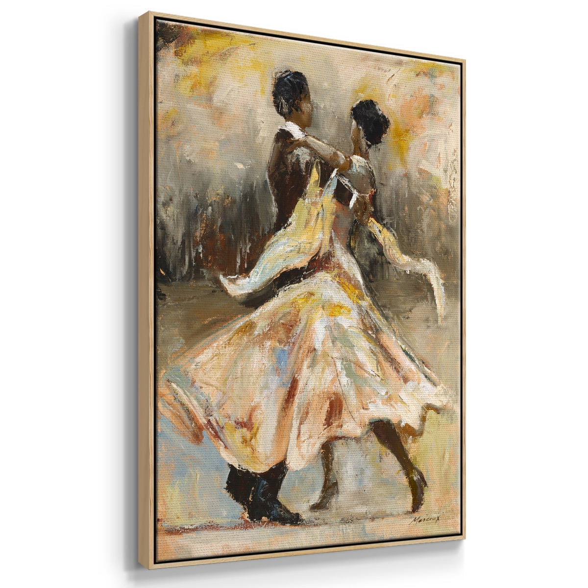 Night Out Framed Premium Gallery Wrapped Canvas - Ready to Hang - 27 x 41 - Natural Wood Floating Frame