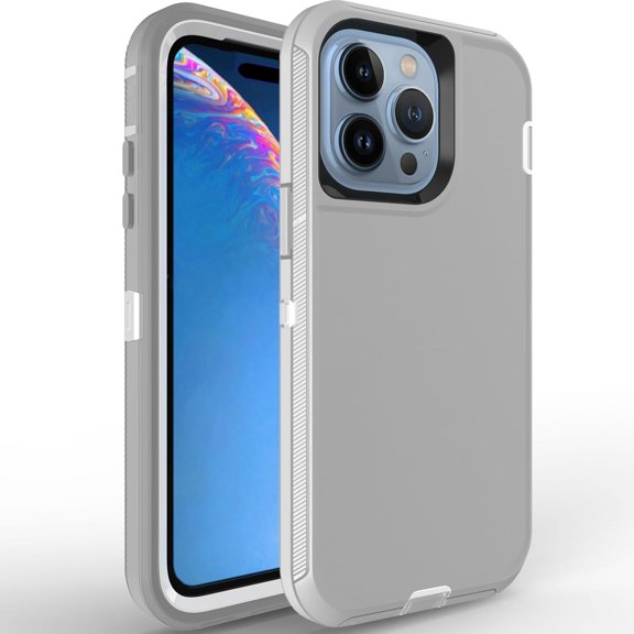 for iPhone 14 Pro Max Case for iPhone 14 Pro Max Case Military Drop Shockproof Heavy Duty Rugged 3 in 1 Protection Cover for iPhone 14 Pro Max Phone Case (Grey White)