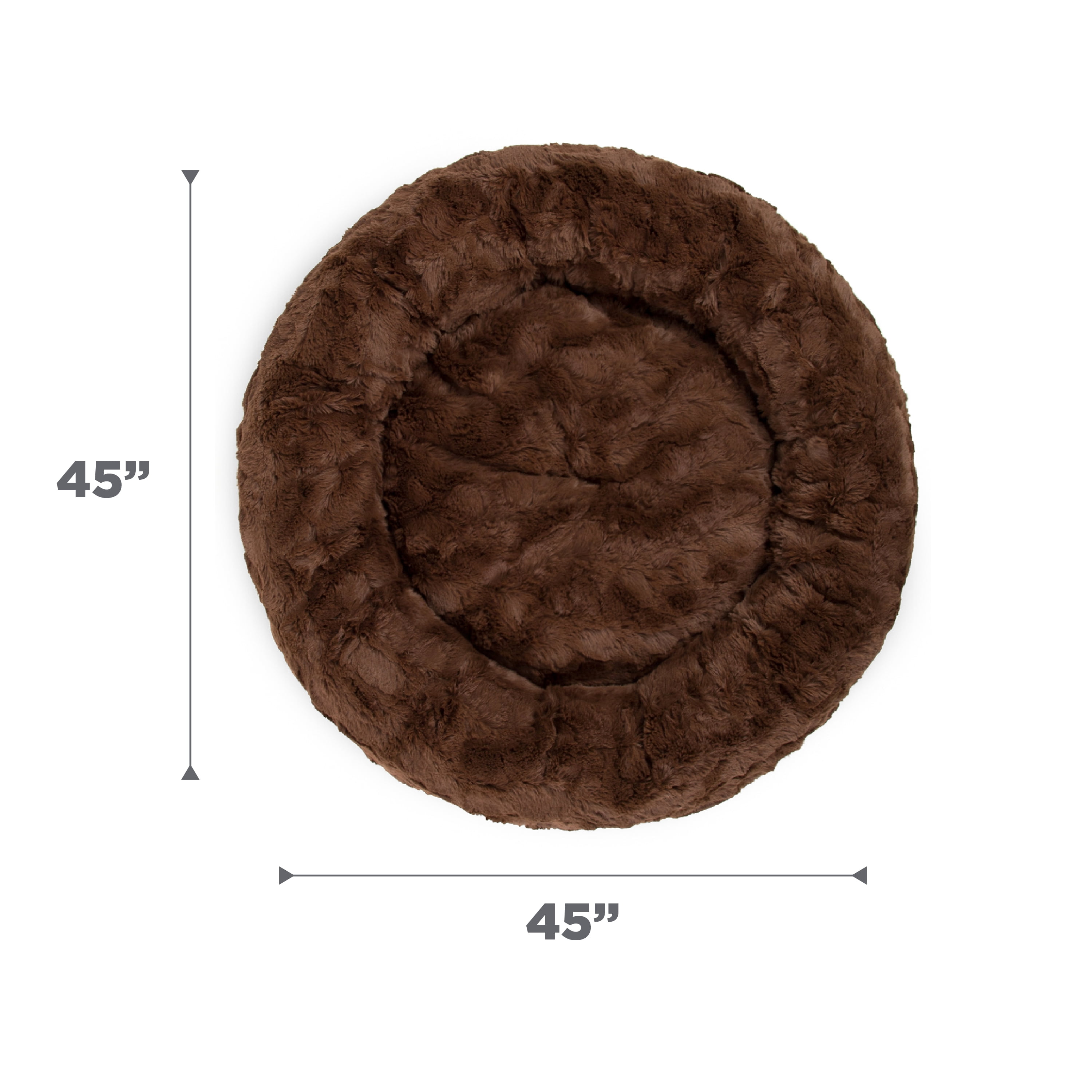 Best Friends by Sheri Original Calming Donut Dog and Cat Bed, Lux Faux Fur, Dark Brown, XL (45in x 45in) - Anxiety Relief for Pets Up to 150 lbs