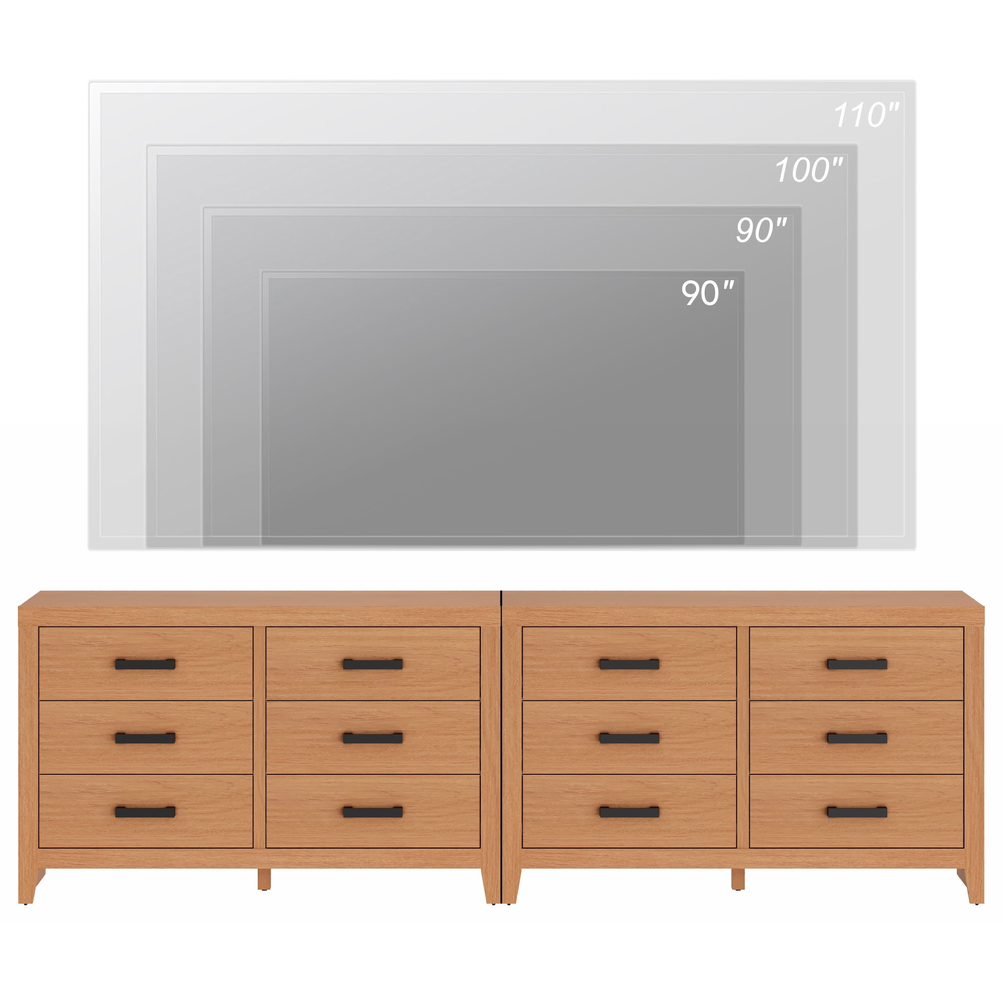 WAMPAT 106" Farmhouse Dresser with 12 Drawers, Extra Wide Wood Chest of Drawers Storage Cabinet for Bedroom, Living Room, Hallway