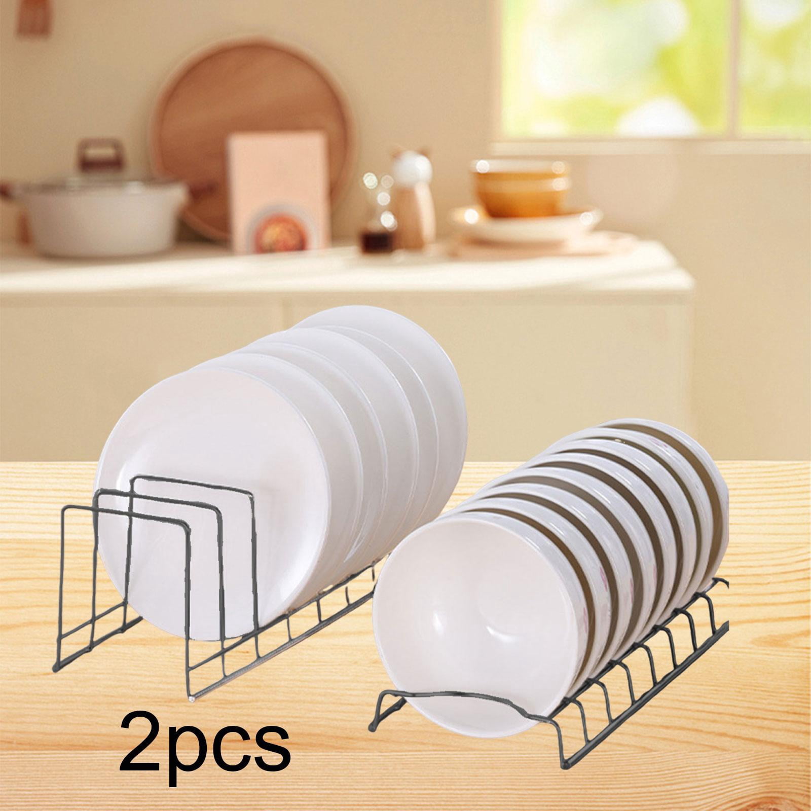 CoudarTitie 2 Bowl Drying Rack 2 Dish Holder Drain Basket for Home Restaurant Countertop Black