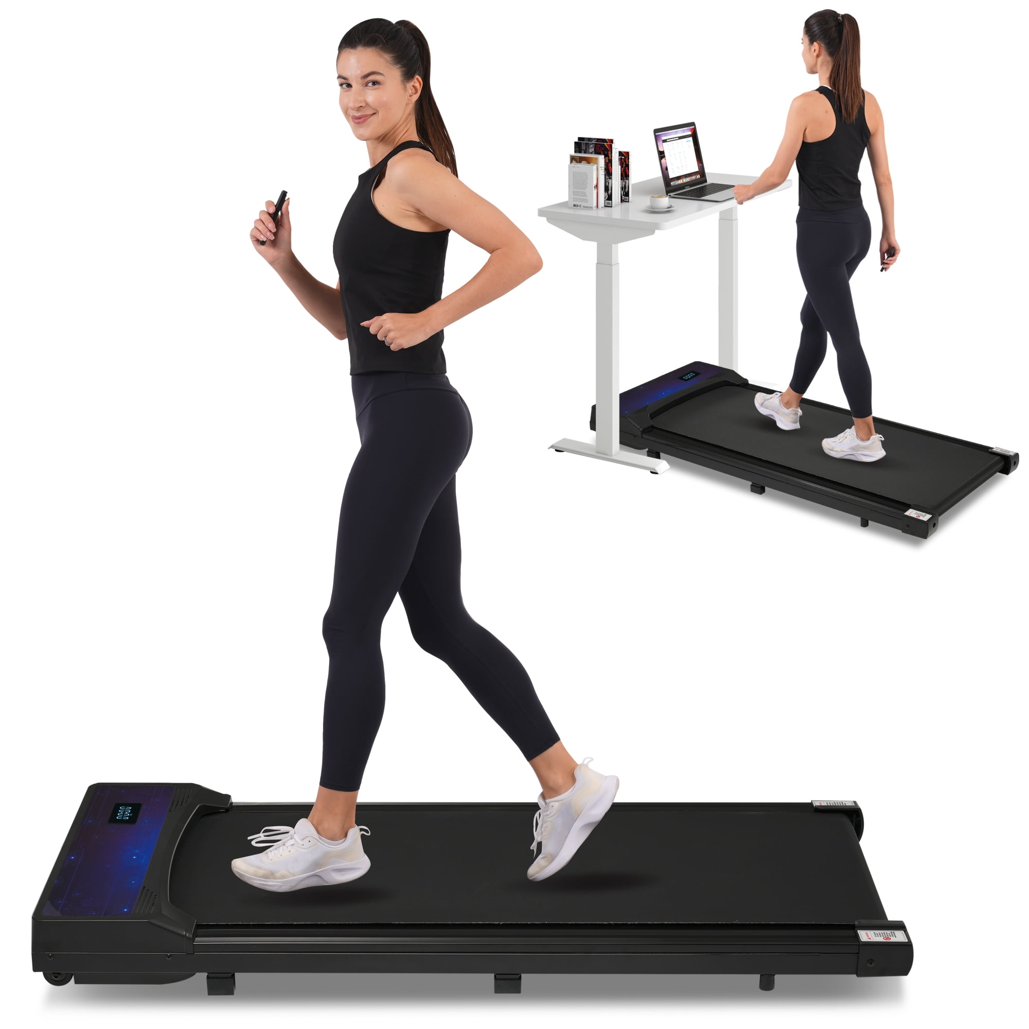 Euroco 265 LBS Compact Walking Pad Treadmill,2.5 HP Quiet Under Desk Walking Treadmill with Incline,Wristband Remote for Home Office Small Spaces