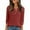 Red, variant on Blmnix Pullover Fall Sweaters Vintage Red V-Neck Chunky Work Tops for Women Plain Long Sleeve Tops