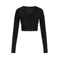 thumbnail image 5 of Trendy Criss Cross Long Sleeve Crop Top Womens Sexy Cut Out Slim Fitted Going Out Y2K Tops Casual Basic Shirts Tee, 5 of 7