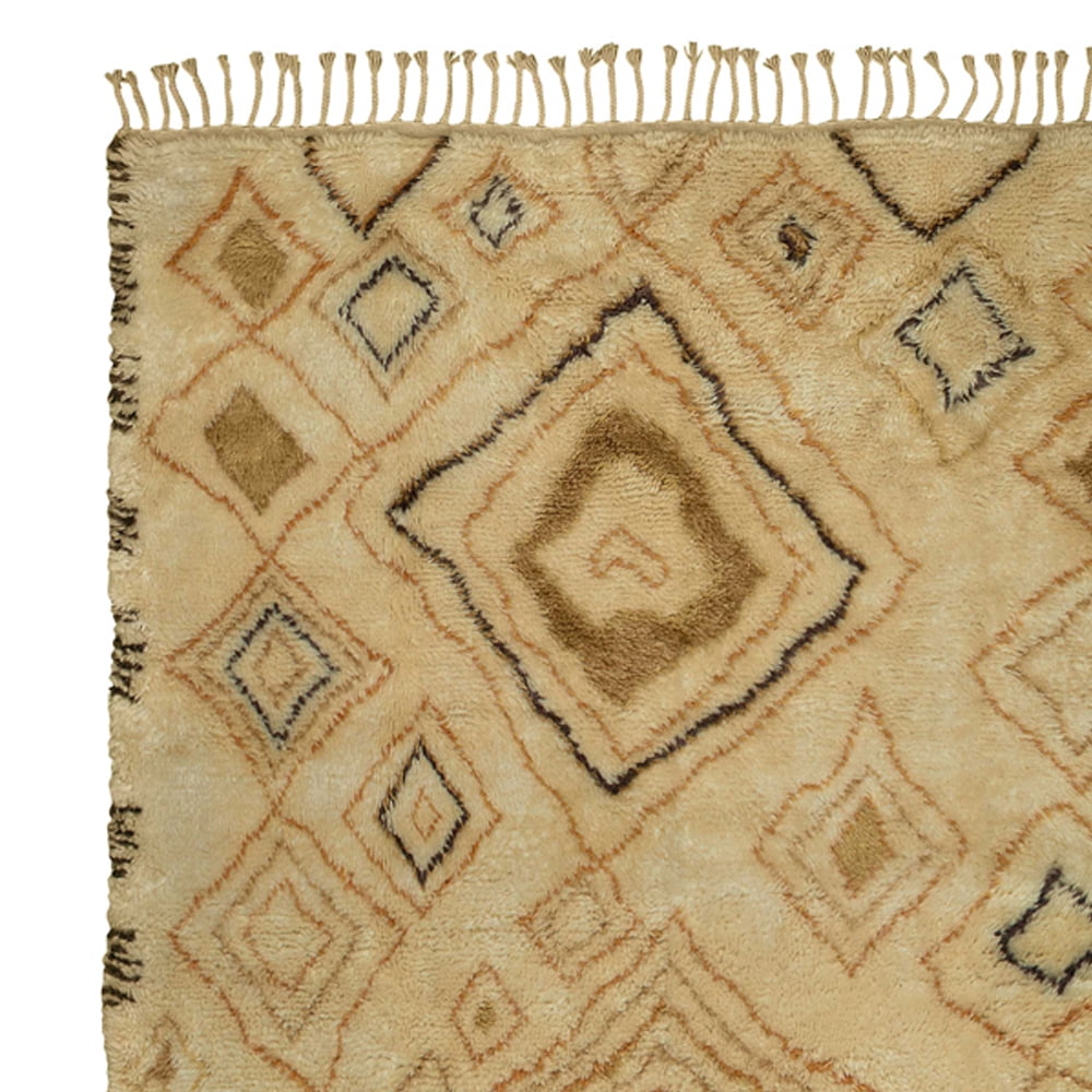 Lr Home Moroccan Ivory & Gold 9 Feet x 12 Feet Hand Knotted Indoor Area Rug