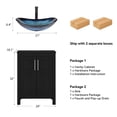 thumbnail image 6 of FULLWATT 24 Inches Traditional Bathroom Vanity in Black Finish with Glass Boat-Shaped Vessel Sink, Single Bathroom Vanity with Top, 2-Door Cabinet, 6 of 13