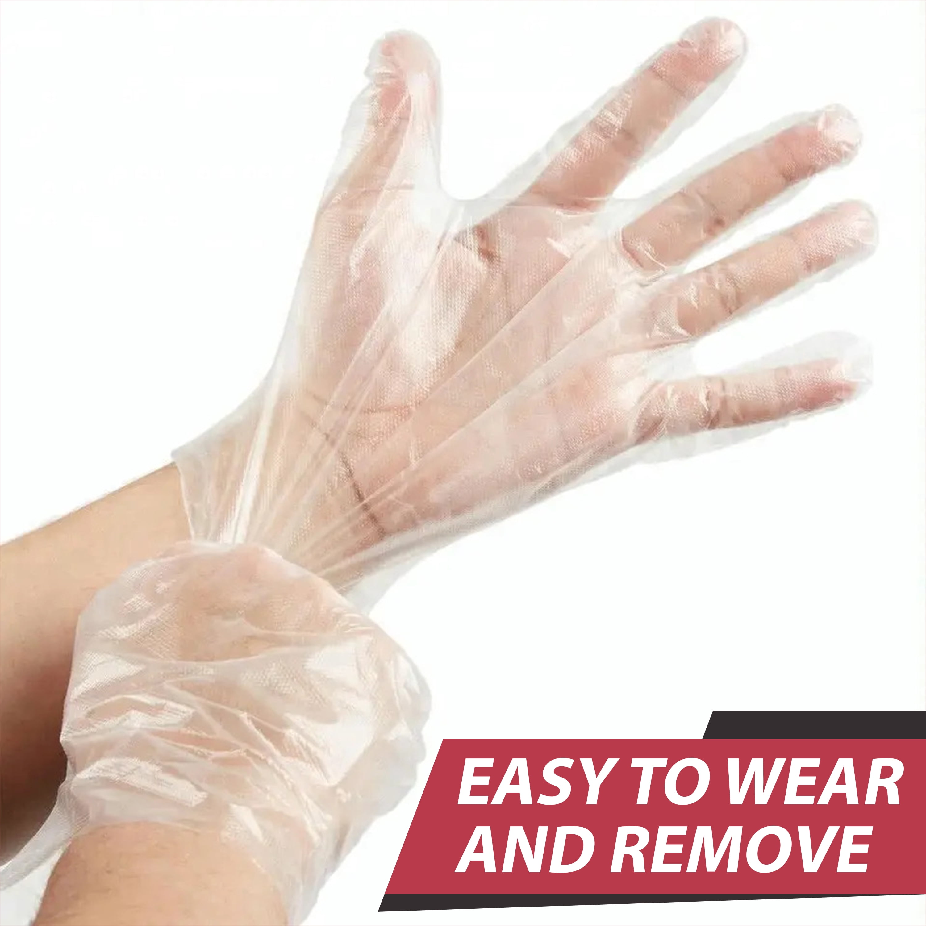 Safe Handler Disposable Food Prep Gloves, 525/Box (2100 Pcs), 11.5" Long Cuff Clear Poly Gloves for Food Handling & Service - One Size Fits Most