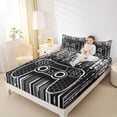 thumbnail image 4 of Feelyou Modern Game Console Full Size Sheets for Kids, Cartoon Gamepad Lover Bed Sheets, Fashion Grey Square Abstract Sheet Sets, Breathable Home Decor, 4-Piece, 4 of 7