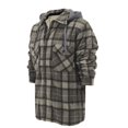 thumbnail image 2 of Men's Heavyweight Flannel Zip Up Fleece Lined Plaid Sherpa Hoodie Jacket (#914 D.Brown/L.Brown, L), 2 of 5