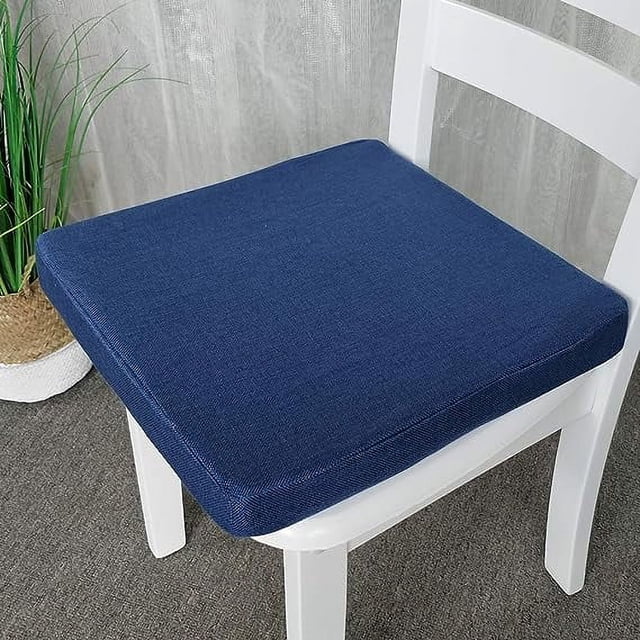 Nvzi Cojín de espuma suave para asiento, almohadilla gruesa para silla, cojín para silla de 20 x 20 x 2 pulgadas con funda extraíble, para alivio y comodidad, azul zafiro
