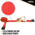 thumbnail image 2 of US Cargo Control, 2 x 12 Ratchet Strap, Flat Hook Ratchet Strap, 2 Inch Wide X 12 Foot Long, Red Ratchet Strap, Dependable Strap For Cargo Securement, 3,333 Pound Working Load Limit, 4 Pack, 2 of 5