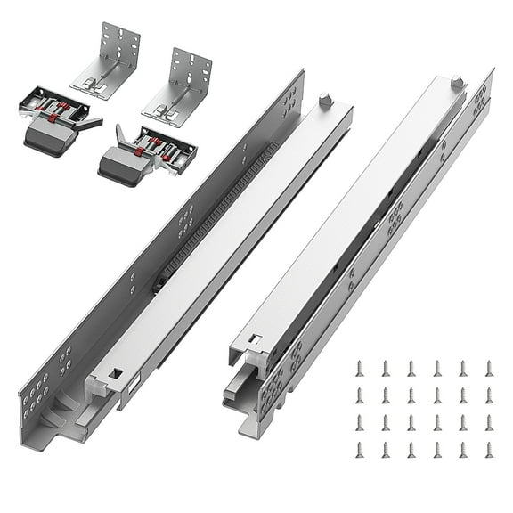 VVENACE 1 Pair 12 inch Undermount Drawer Slides Soft Close Full Extension Drawer Rails with 3D Locking Devices and Steel Rear Brackets(Silver)