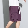 thumbnail image 5 of Yertdoel Mens Cargo Shorts Soild Color Elastic Waist Drawstring Big&Tall Shorts with Pockets Lightweight Loose Fast Drying Outdoor Workout Running Summer Casual Shorts, 5 of 9