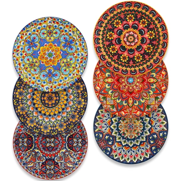 Vancasso Ceramic Dinner Plates Set of 6,10.5" Reactive Glaze Porcelain Plates, Colorful Bohemian Style Dinnerware Dishes Set for Kitchen,Microwave&Dishwasher&Oven Safe, Scratch Resistant