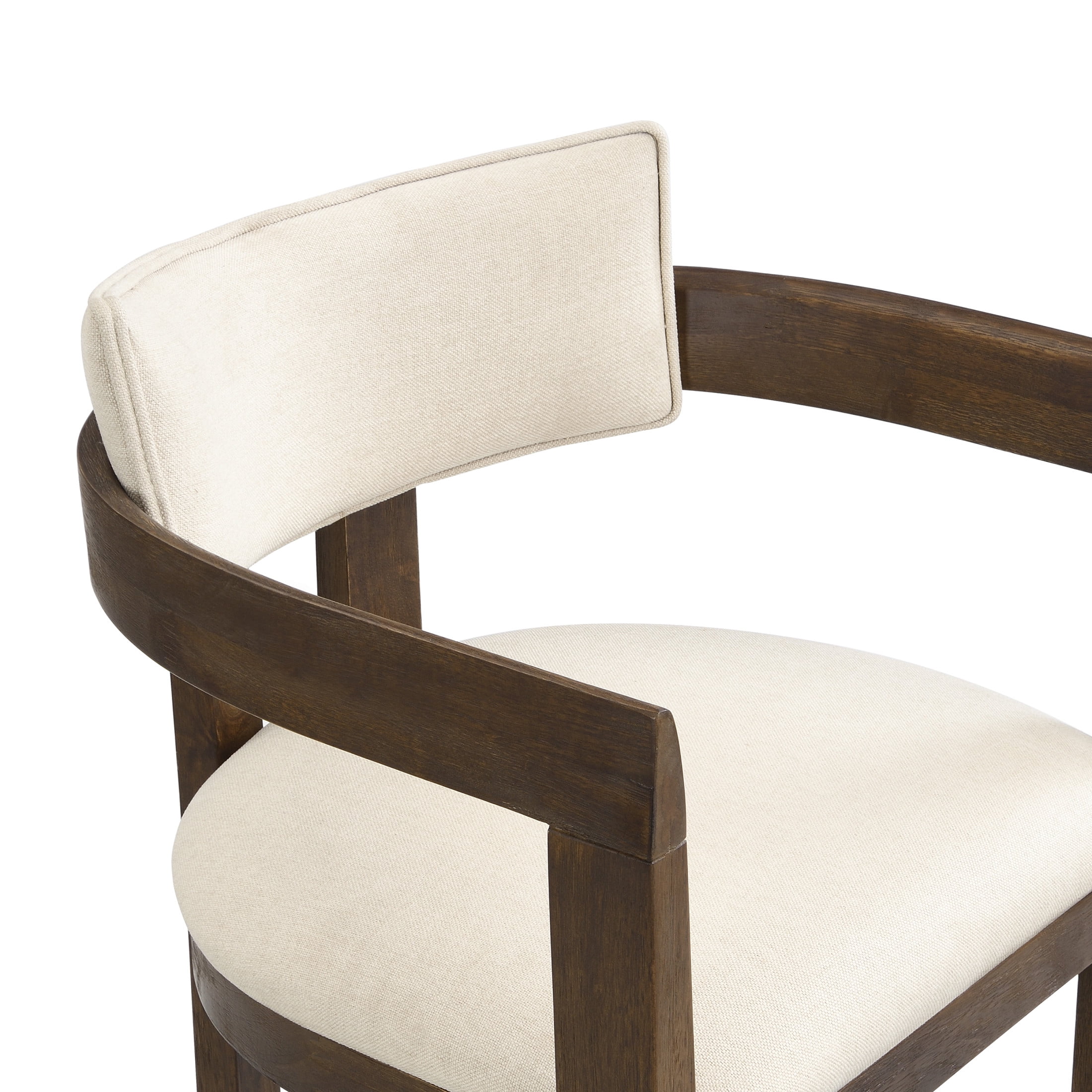 Christopher Knight Home Minimalist Upholstered Bar Stools with Curved Backrest, Solid Wood Frame, Walnut, Set of 2