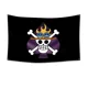 thumbnail image 3 of Bandera de calavera pirata de One Piece de Anime, decoración de pared para el hogar y el dormitorio, pancarta con pintura de sombrero de paja de Luffy, bandera pirata, juguetes para niños, regalo, 3 of 5