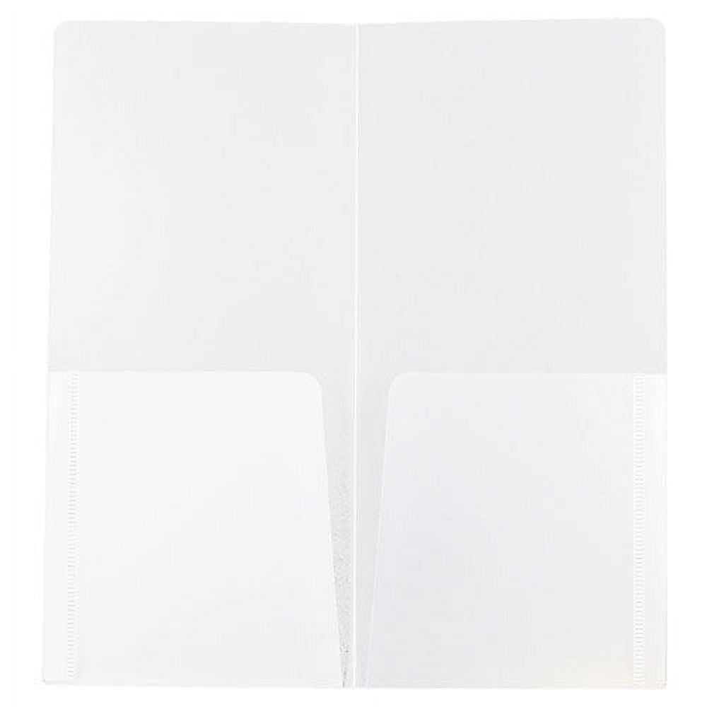 JAM Paper Plastic Heavy Duty Two Pocket Folders, Mini, 4 1/4 x 9 1/8, Clear, 6 pack