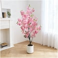 thumbnail image 1 of 5-ft artificial cherry blossom tree in blanca pot - realistic fake sakura tree para indoor/outdoor home, garden, oficina y wedding decor (single), 1 of 6