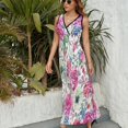 thumbnail image 6 of Rose Wild Fruit Flower Oil Painting Dress Summer Street Style Bohemia Long Dresses Female Sleeveless Printed Maxi Dress, 6 of 9