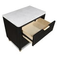 thumbnail image 6 of Black Finish Beige Upholstery Wooden Queen Size Panel Bed Bedroom Furniture 4pc Set, 6 of 9