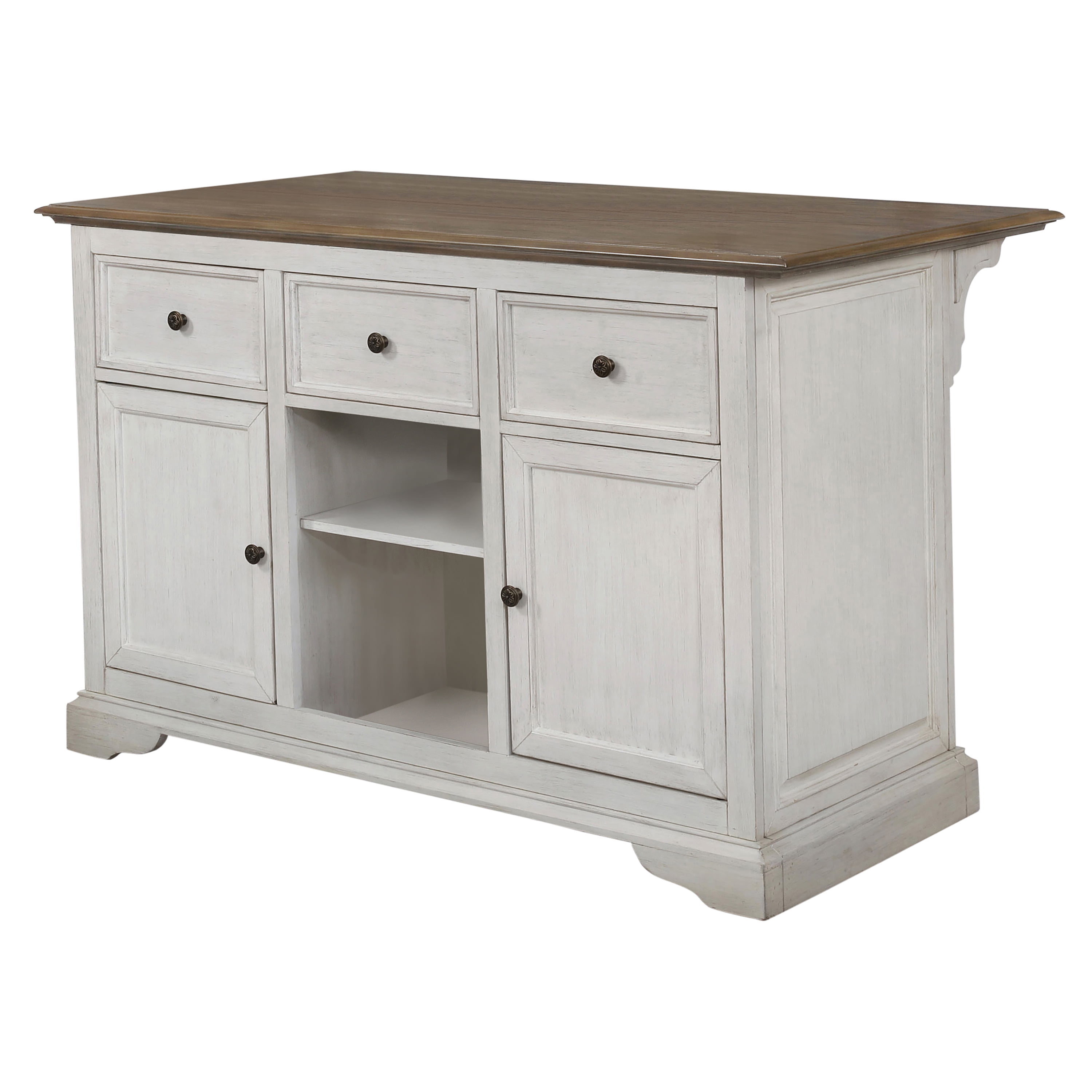 Furniture of America Kyler MultiStorage Kitchen Island, Oak and White