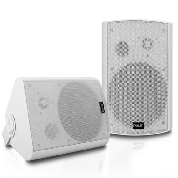 Pyle 6.5" Wall Mount Waterproof Bluetooth Speakers – Marine Grade with Built-in Amplifier, Full Range Stereo, AUX Input, Rustproof Grills for Indoor/Outdoor Patio & Home Audio (White)