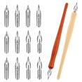 thumbnail image 1 of 10 Pcs Dip Pen Set Nib Pen Holder Comic Pen Nib Set Pen Ink Nib Calligraphy Pen Nibs Wooden Drawing, 1 of 5