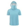 thumbnail image 6 of ZQUUVOU Men's Short Sleeve Hoodies with Face Mask Solid Sun Protection Ice Silk Top Breathable Lightweight Hiking Swimming Sky Blue, 6 of 7