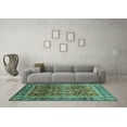 thumbnail image 3 of Ahgly Company Machine Washable Indoor Square Abstract Turquoise Blue Modern Area Rugs, 8' Square, 3 of 4