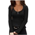 thumbnail image 2 of ICHUANYI Liquidación Mujeres Sexy Botones Delgados Impresión Casual Manga Larga Cuello Redondo Camisas Blusas Tops ICHUANYI WER202308245075, 2 of 9