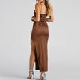 thumbnail image 6 of WTXUE Uniform Dresses, Prom Dresses 2024 Sleeveless Split Crew Neck, Satin Prom Dress Side Slit Wedding Evening Solid Dinner Dress Backless Vestidos Maxi Women, Brown Size M, 6 of 9