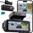 thumbnail image 2 of Dash Cam Front Rear 4K Built-in 5G WiFi GPS, Voice Control, 3.39 inch IPS Screen, Dual Dash Camera for  Includes 64GB SD Card,  Night Vision, 24H Parking , Supercapacitor, Type C, WDR, 2 of 7