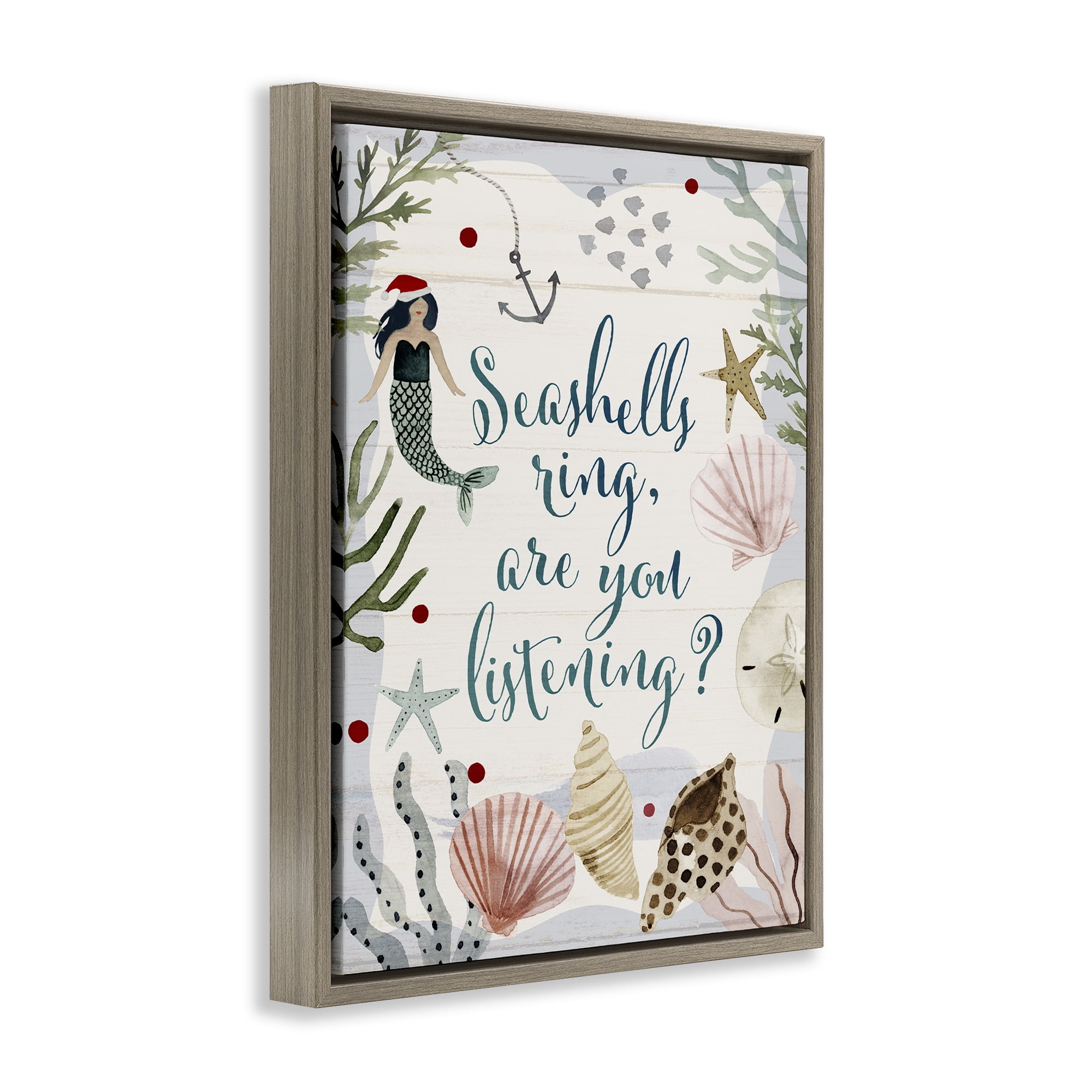Stupell Industries Nautical Christmas Song Pun Holiday Painting Brown Floater Framed Canvas Art Print Wall Art, 25 x 31