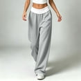 thumbnail image 5 of hotojiny Womens Wide Legs Sweatpants Fashion Colorblock Pants with Pockets Elastic Waist Baggy Pants Streetwear(Gray,Medium), 5 of 8