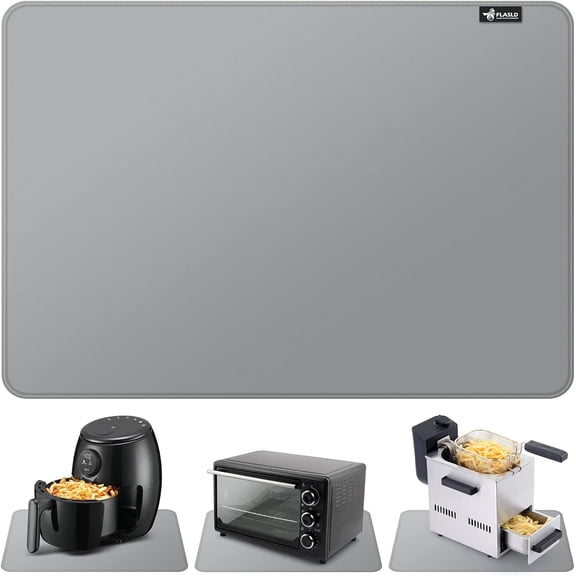 Heat Resistant Mat for Air Fryer Site on, Fireproof Silicone Mats for Kitchen Counter, Countertop Protector, No-slip and Waterproof (16"X24", Gray)
